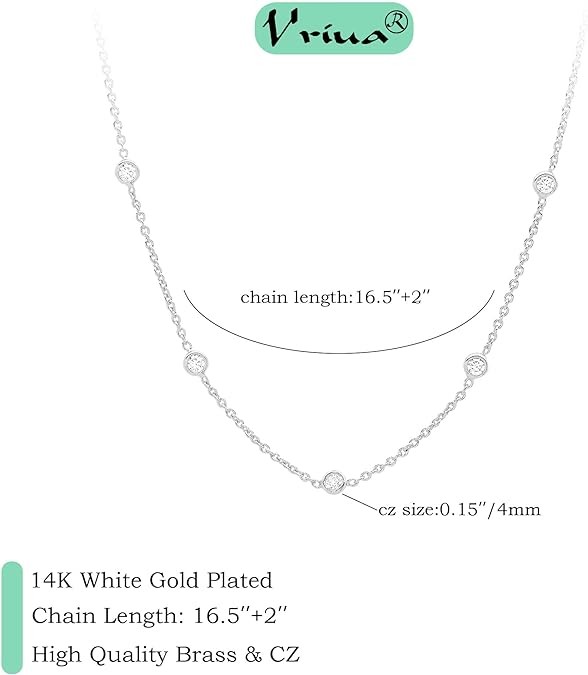 Pavoi 14K Gold Plating Station Necklace | Imitation Drilling BTY Necklace | Women's CZ necklace | Straighter necklace