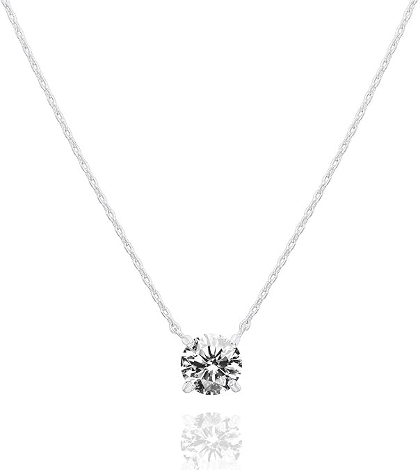 Pavoi 14K gold -plated crystal single gem 1.5 carat (7.3 mm) CZ exquisite neck chain | women's gold necklace