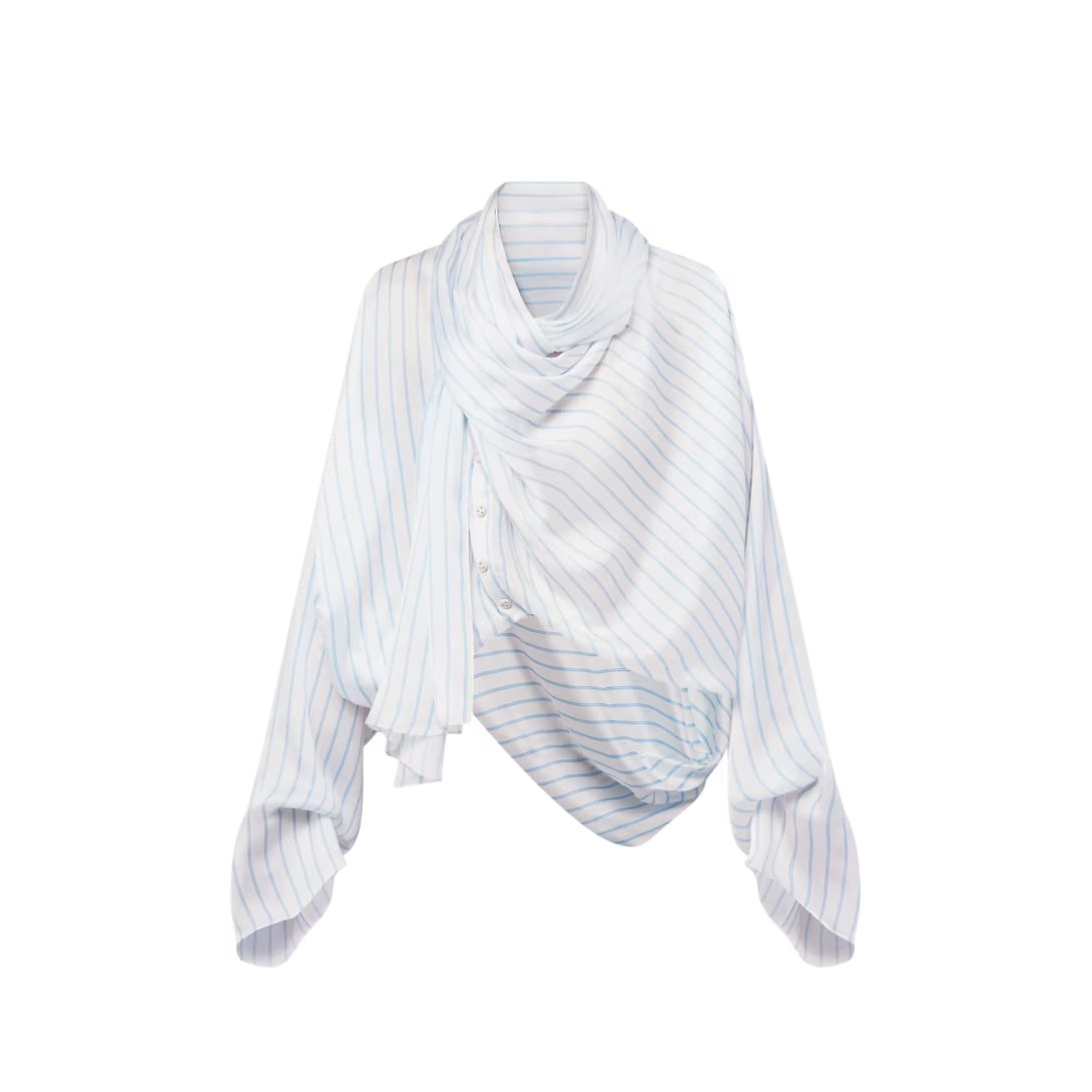 Louis Vuitton-Double Stripe Draped Shirt-Advanced Ready-to-Wear--