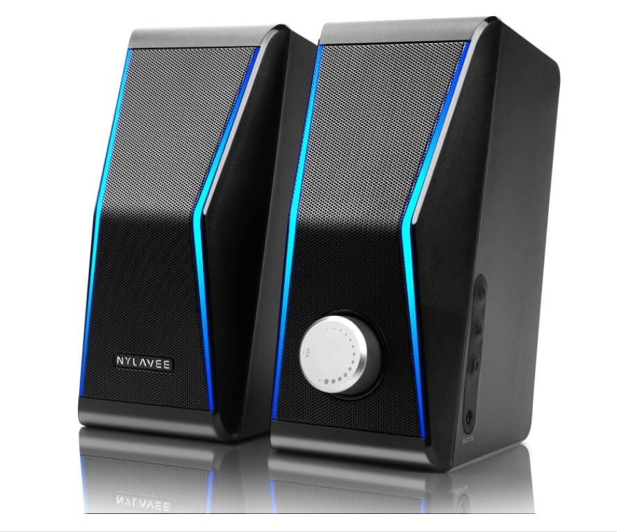 Computer speakers, dynamic RGB PC speakers, USB power supply HIFI stereo computer speakers and 4 speaker units with bass Diaphragms desktop, Bluetooth 5.0 or 3.5mm Aux-For laptop tablet computer displ