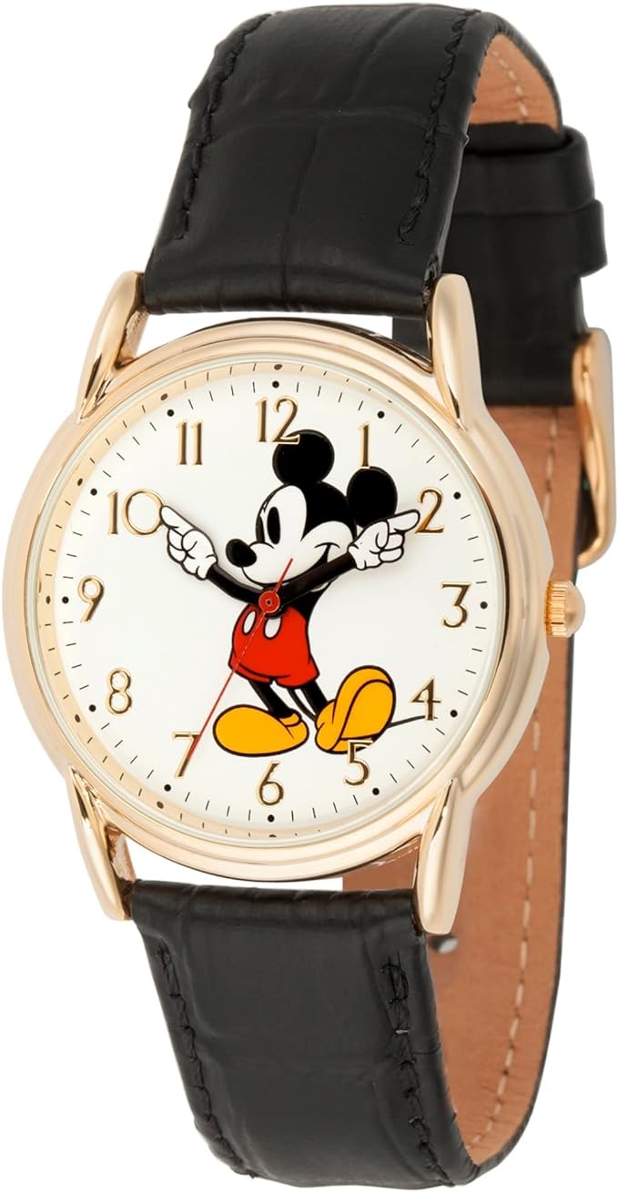 Disney Mouse Mouse Classic Cardiff Hinged Polying Poinage Simulation Simulation of quartz leather strap watches